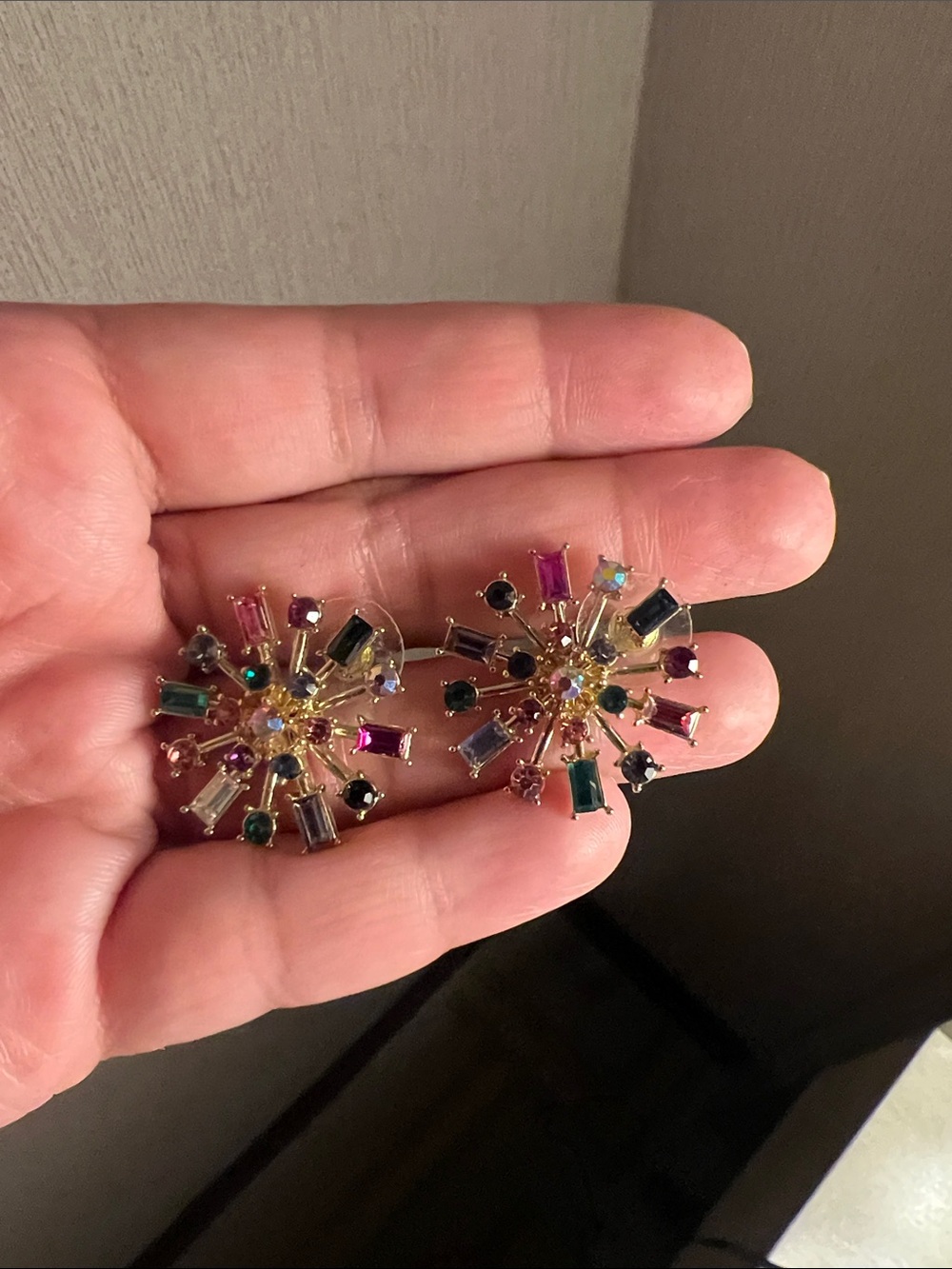 Gold Multicolor Burst Stud Earrings - Women Jewelry